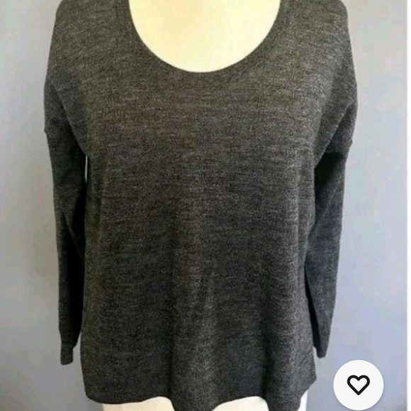 Madewell Charcoal Grey Merino Wool Blend Scoopneck Split Hem Sweater Wmn's Sz S - Picture 2 of 6